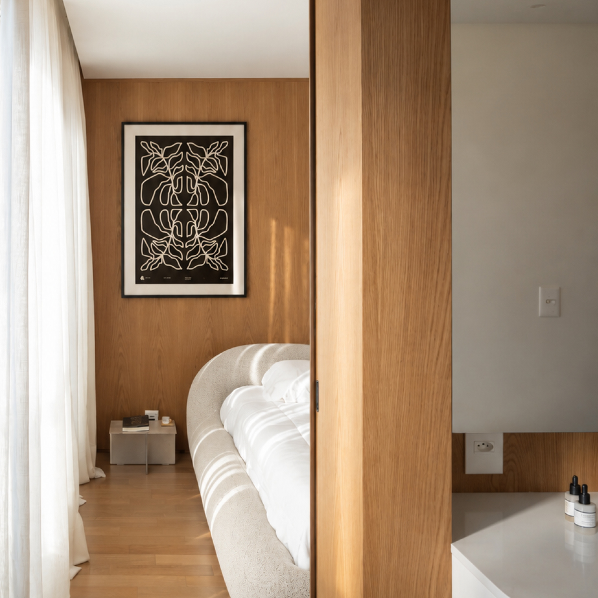 LEAF – NOT LEAVE Fine Art Print in a warm wood interior