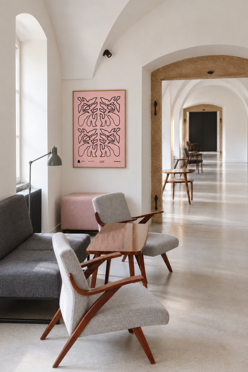 LEAF – NOT LEAVE Fine Art Print in an arched contemporary interior